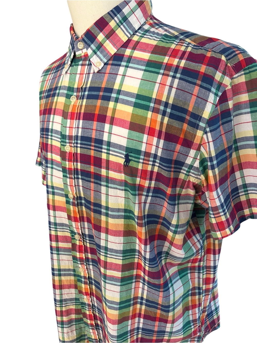 RALPH LAUREN Authentic Indian Madras Plaid Short Sleeve Button Down Shirt XL - Picture 4 of 11